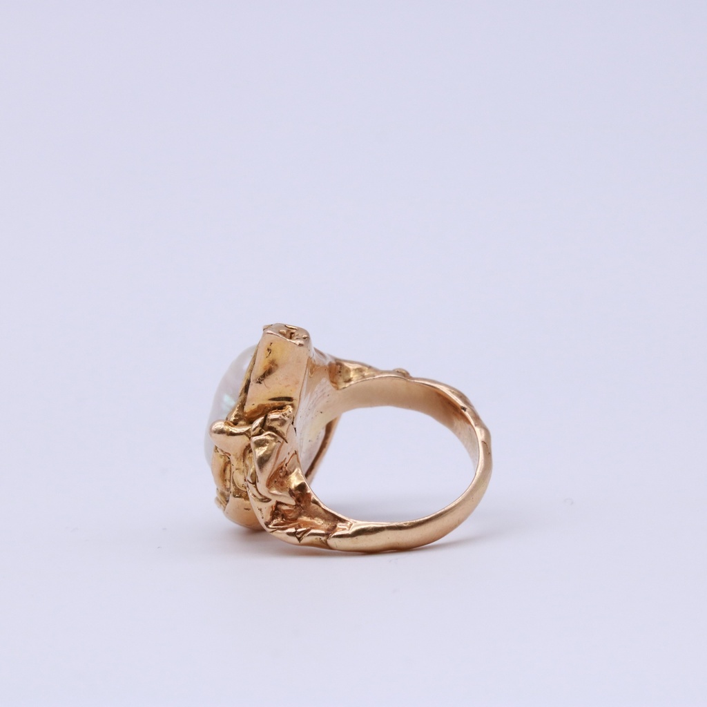 Bague Baroque En Or Jaune 18k Perle Taille 48 49 17 8gr Valorum Art